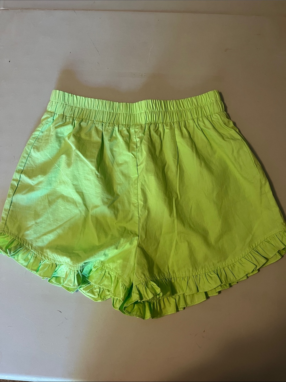 NWT Day + Moon Lime Green Ruffle Relaxed Shorts
